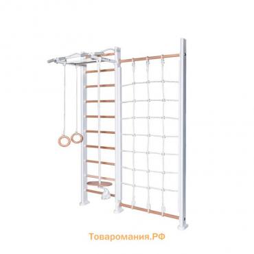 Детский спортивный комплекс Scala in legno con rete bianco-naturale PS-125