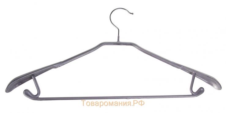 Плечики - вешалка для одежды, 44×20 см, широкие плечики, антискользящее покрытие, цвет серый