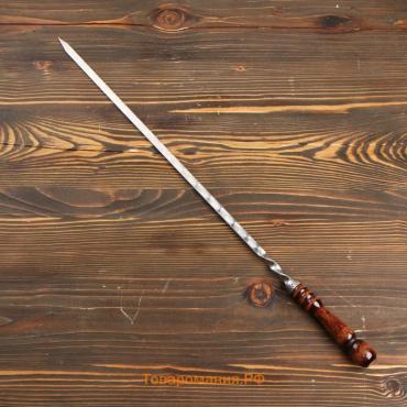 Шампур узбекский с деревянной ручкой, рабочая длина - 50 см, ширина - 12 мм, толщина - 3 мм