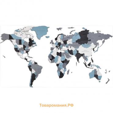 Карта мира деревянная Eco Wood Art Wooden World Map Smoky Dreams, объёмная, трёхуровневая, размер S, 100x55 см, цвет дымчатый