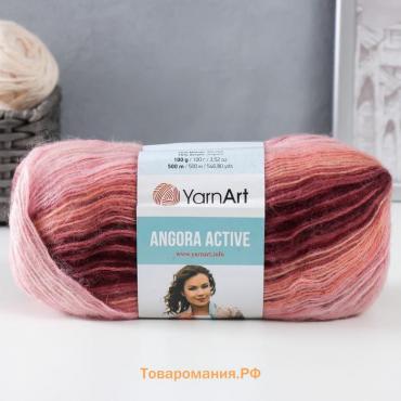 Пряжа "Angora Active" 20% шерсть, 80% акрил  500м/100гр (846 персик-роз-бордо)