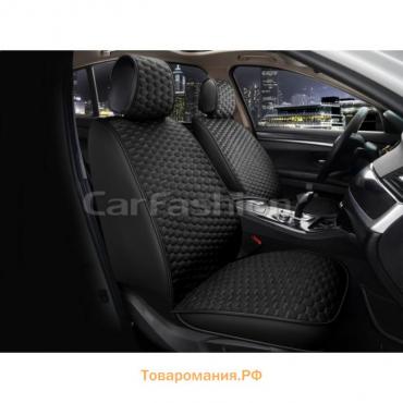 Накидки на передние сиденья CarFashion SOTA FRONT, экокожа, велюр, черный/серый