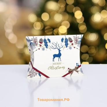 Коробка складная, подарочная новогодняя Merry christmas 15×11×3 см