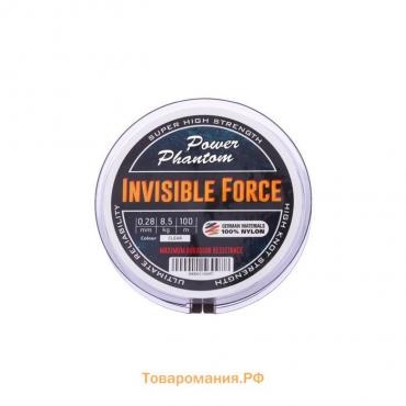 Леска Power Phantom Invisible Force CLEAR, диаметр 0.28 мм, тест 8.5 кг, 100 м