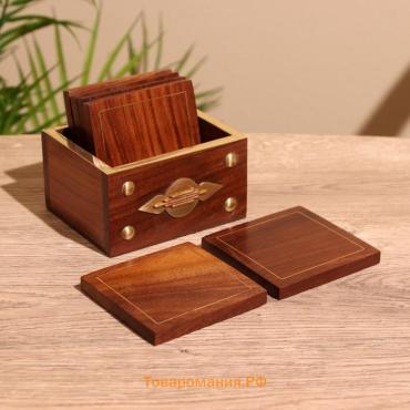 Подставки под горячее, 6 шт, 10×8×8 см, дерево шишам