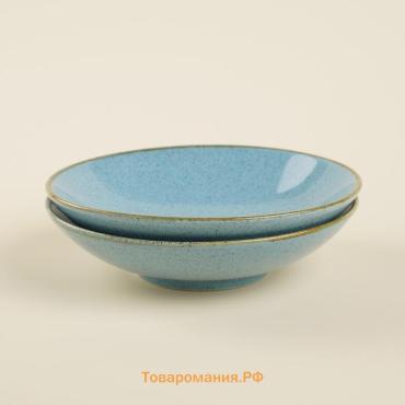 Набор мисок фарфоровых SL Home «Аззура», 380 мл, d=16.5 см, голубой
