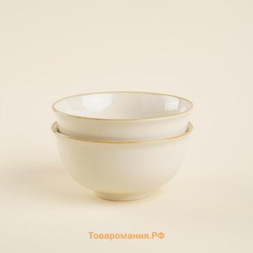 Салатники SL Home «Леггеро», 750 мл, d=15 см, набор 2 шт., фарфор, бежевые