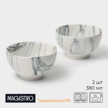 Салатники Magistro Real Marble, 380 мл, 11.6×6.5 см, набор 2 шт., фарфор, белые