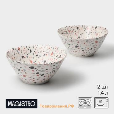 Салатники Magistro Terazzo, 1.4 л, 20×9 см, набор 2 шт., фарфор, белые