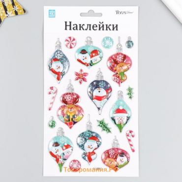 Декоративная наклейка Room Decor "Новогодние игрушки 2" 14х25 см